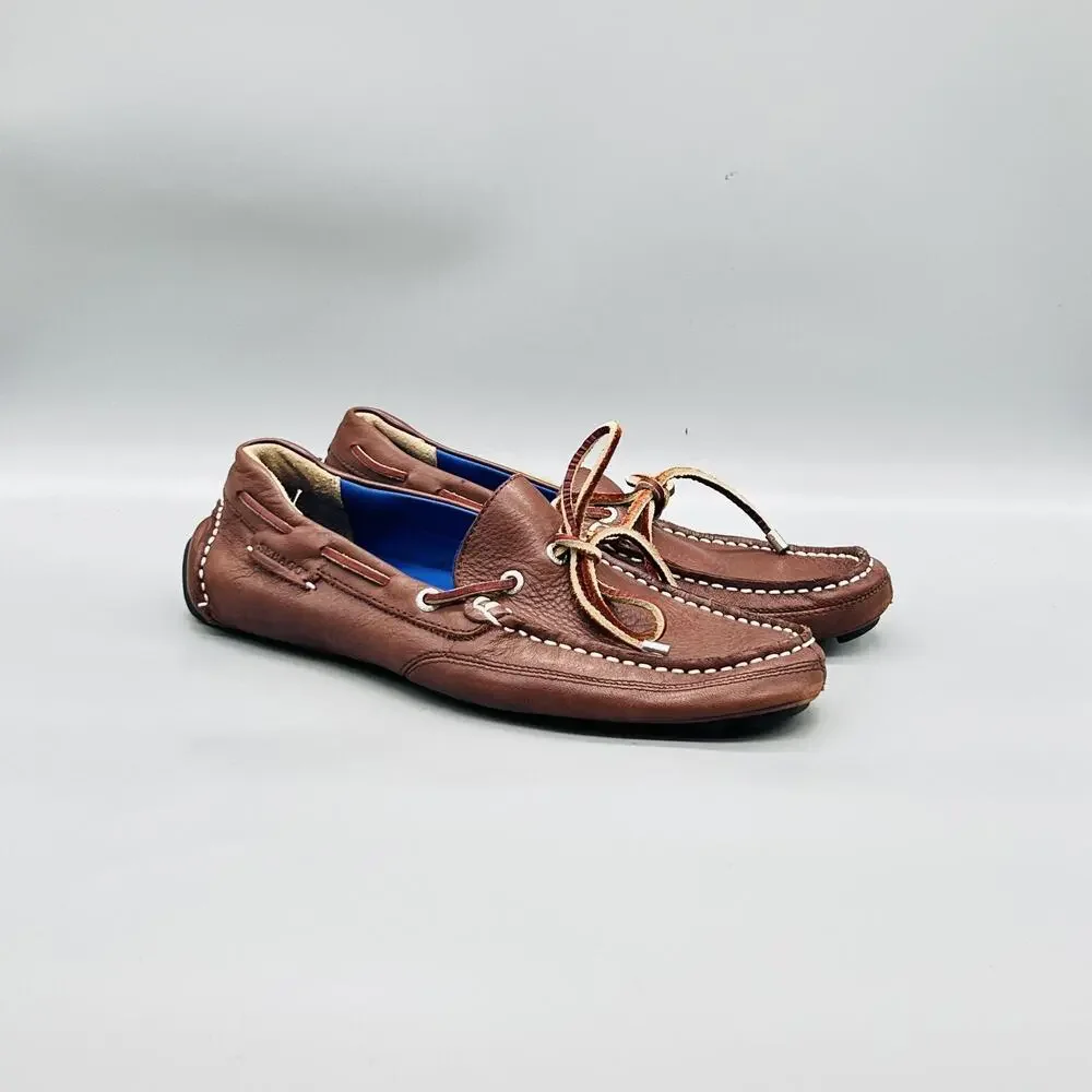 Sebago Shoes Mens 8.5 Brown Leather Kedge Tie Boat Driving Loafers Comfort